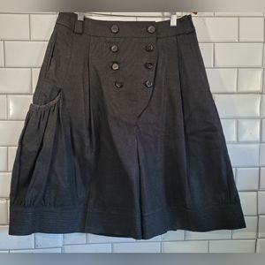 High-Waist Black Women’s Shorts with Button Front
